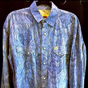 Blue Paisley Pearl Snap Designer Western Shirt